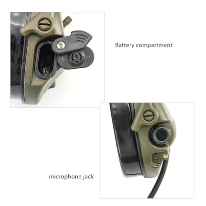 TAC300 Noise Cancelling Tactical Headset, Detachable Headband, 2Pin PTT for Airsoft Hearing Protection - color: Army Green