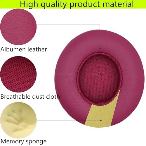 Replacement Ear Pads Compatible with Beats Solo3.0 Wireless Dark Brick red - color: Dark Brick red