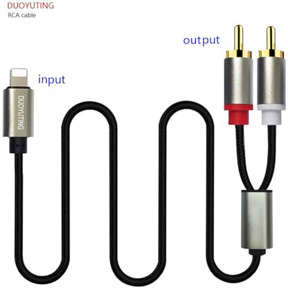 RCA Audio Cable, iOS Phone to 2 Male RCA Stereo Audio Y-Adapter for iPhone/Sound Box/Amplifier/Home Theater etc. (3.4ft) - size: 3.4FT, style: iOS to 2RCA