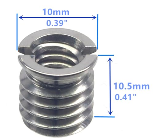 Stainless Steel 1/4"-20 Female to 3/8"-16 Male Convert Screw Adapter (6pcs, 10.5mm) - color: 6pcs, size: 10.5mm