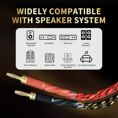 12 AWG 2Pack Audiophile Speaker Cable – Speaker Wire with Banana Plugs,4N OFC Core,Nylon Braid,Audio Wire,Compatible with Amplifier,Speakers,AV Receiver& Home Theater（8.2ft/2.5m） - size: 8.20ft/2.5m, style: 4N 12AWG