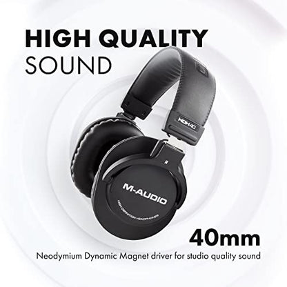 M-Audio M-Track Duo – USB Audio Interface for Recording, Streaming and Podcasting with Dual XLR & HDH40 – Over Ear Studio Headphones with Closed Back Design