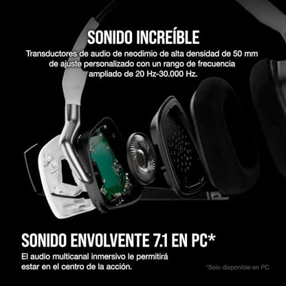 Corsair Void RGB Elite Wireless Gaming Headset – 7.1 Surround Sound – Omni-Directional Microphone – Microfiber Mesh Earpads – Up to 40ft Range – iCUE Compatible – PC, Mac, PS5, PS4 – White - color: White, style: RGB Wireless