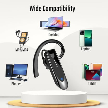 Atheewon Bluetooth Earpiece, Wireless Handsfree with Noise Cancelling Mic, 20Hrs Call Time Bluetooth 5.4 Headset, 180 Hrs Standby Time Headset for Business/Trucker/Driver - color: Glossy Black