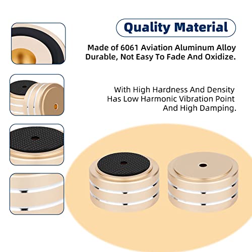 4Pcs Audio Isolation Feet Load 400KG Anti Vibration Pads 40 * 20mm(Gold) | Aluminum Hifi Isolation Footer with Threaded Screw&Adhesive fit Speaker/amplifier/turntable/subwoofer/Record Player/Equipment - color: Gold