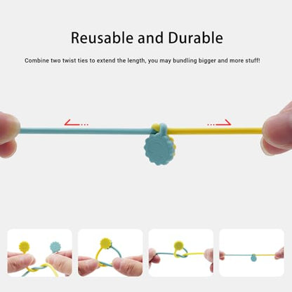 Rich&Ray Silicone Magnetic Twist Ties, Reusable Magnetic Ties - color: Black