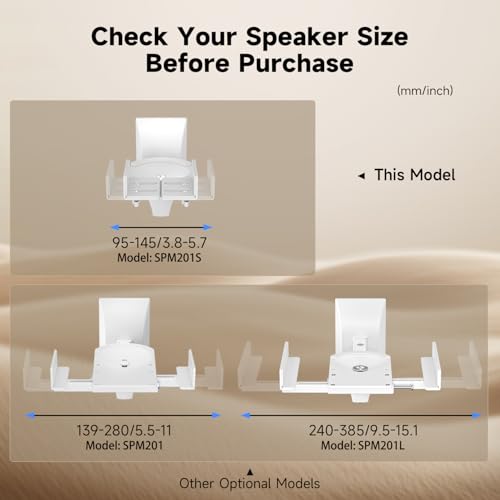 suptek Small Dual Side Clamping Bookshelf Speaker Wall Mounting Bracket for Small Surrounding Sound Speakers, Hold up to 55lbs White SPM201SW - size: Small--white