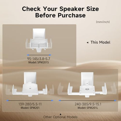 suptek Small Dual Side Clamping Bookshelf Speaker Wall Mounting Bracket for Small Surrounding Sound Speakers, Hold up to 55lbs White SPM201SW - size: Small--white