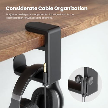Rotating Headphone Stand - EURPMASK Upgraded PC Gaming Headset Stand, Adjustable Clamp-on Headphone Holder, Headphones Hanger Hook Under Desk with 360 Degree Swivel&Cable Clip Organizer - Darth Vader | 360° Swivel,Headset Hook Under Desk,No Residue,Cable