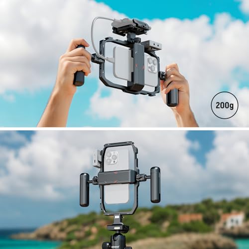 NEEWER Universal Phone Cage, Smartphone Video Rig with Quick Release Mounts Cold Shoes for Videomaker Filmmaking TikTok Vlogging Phone Video Stabilizer Holder Compatible with iPhone Samsung, PA039 - style: PA039