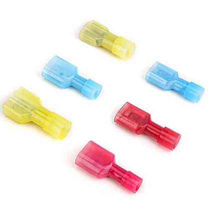 TICONN 400 Pcs Nylon Spade Quick Disconnect Connectors Kit, Electrical Insulated Terminals, Male and Female Spade Wire Crimp Terminal Assortment Kit - style: Combo 400Pcs