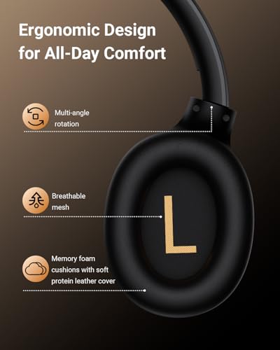 wegear Hybrid Active Noise Cancelling Headphones, Wireless ANC Bluetooth 5.4 Over Ear Headphones, Clear Calls, Deep Bass, 60H Playtime, Comfort Fit, Foldable Headset for Gym Travel Office Home Black