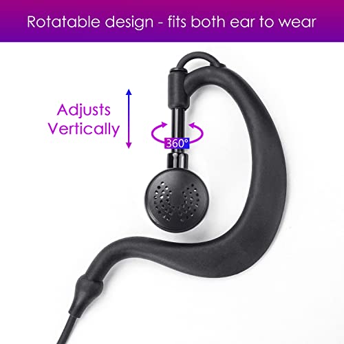 Remtise 2 Pack Single Wire Earhook Earpiece with Mic for Baofeng UV-5R Walkie Talkies, Headset and PTT Compatible 2 Way Radios Brands Baofeng and Kenwood, Puxing, Wouxun (Black) - color: Black