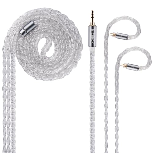 NICEHCK IcyMoon 3.5mm Single-End 0.78mm 2Pin IEM Upgrade Cable | 16-strand OCC silver plated OFC conductor, silver aluminum alloy shell, high fidelity sound, fits 2Pin in-ear monitor players - size: 3.5mm with 0.78 2Pin