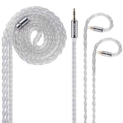 NICEHCK IcyMoon 3.5mm Single-End 0.78mm 2Pin IEM Upgrade Cable | 16-strand OCC silver plated OFC conductor, silver aluminum alloy shell, high fidelity sound, fits 2Pin in-ear monitor players - size: 3.5mm with 0.78 2Pin