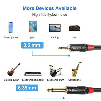 10 feet 1/4 to 1/8 Cable, Mono to Stereo Interconnect Adapter, Professional Quality, Incredible Durability - size: 10 Feet