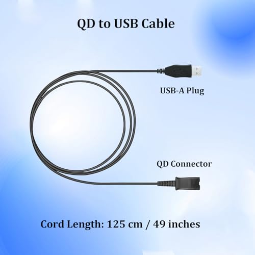 USB Headset Adapter Quick Disconnect QD Cable to USB A Plug Adapter