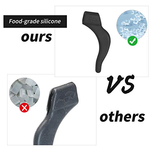 20 Pairs Eyeglasses Ear Hooks Retainers, Silicone Eyeglasses Anti-Slip Holder Stoppers Temple Tips Sleeve Retainer Eyewear Retainers Spectacle Stay For Eyeglasses, Sunglasses, Reading Glasses - color: Black+white