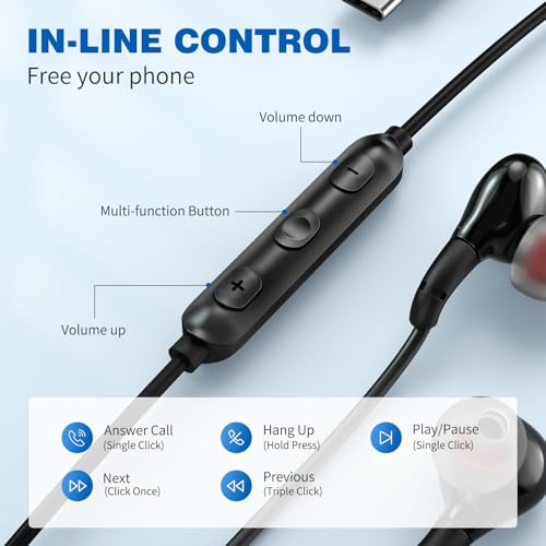 ASKUBSKU Wired Headphones Earbuds for School Laptop PC Chromebook, Black | Corded Ear Buds with 3.5mm Plug in Audio Jack Mic HiFi Stereo Clear Call Volume Control for Kindle Fire/Switch/Android