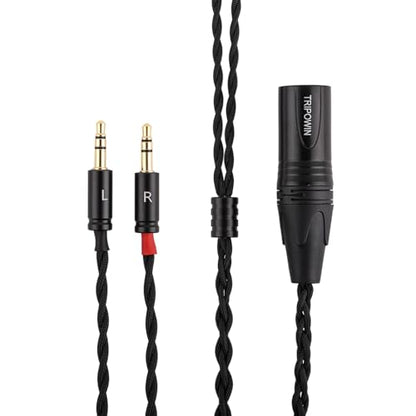 Linsoul Tripowin Nova 2M Over-Ear Monitor Headphone Cable | 4-Strand Silver Foil/OCC Hybrid Upgrade Cable , Dual 3.5mm to 4.4mm/3.5mm/XLR Plug, for Musicians Audiophiles, XLR, Black - style: XLR