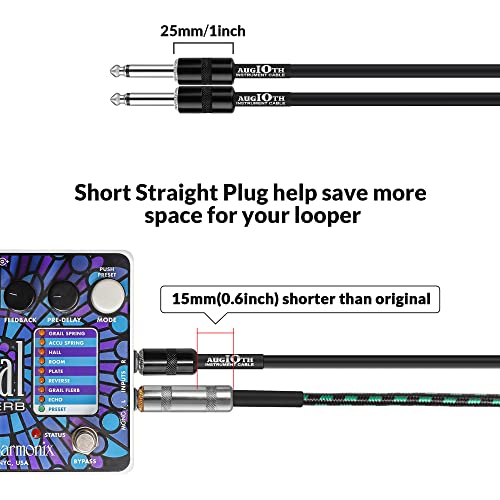 36 Inch Guitar Patch Cable 3 FT 95 CM Straight to Angled 2Pack | Performance Guitar Effect Pedal Cables Standards size Nickel Plated Plug - color: Straight-Angled, size: 36in-2Pack