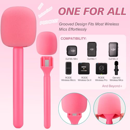 Facmogu Pink Mic Holder for DJI Wireless Mic, Handle for Rode Wireless Pro