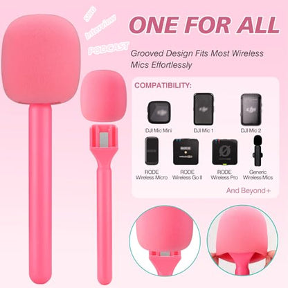 Facmogu Pink Mic Holder for DJI Wireless Mic, Handle for Rode Wireless Pro