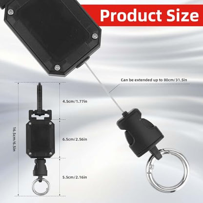 Retractable CB Mic Holder with D-Ring Adjustable Lanyard Snap Clip | CB Radio Microphone Hanger Mount, Durable Tether, Car Truck Off-Road Vehicle Drivers Accessories