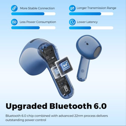 SoundPEATS Air6 HS LDAC Hi-Res Wireless Earbuds, Bluetooth 6.0, 13mm Driver | LDAC Hi-Res Audio Certified, 13mm Triple-Magnet Driver, 2MIC ENC, IPX5 Waterproof, Dynamic EQ, 45H, Bio-Composite Diaphragm - color: Blue