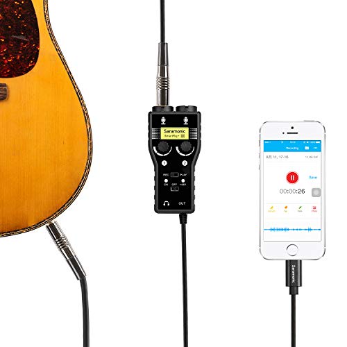 Lightning Microphone Preamp Compatible with iPhone 11 X 8 7 6 Vlog, Saramonic 2-Channel Lightning Mic XLR & 6.3mm Guitar Interface for iPad iPod, iOS Smartphone Tablet YouTube Video - size: Lightning Input (2-channel)