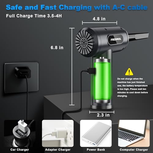 FRESMOL Compressed Air Duster, Rechargeable Cordless Electric Air Blower - color: Grey