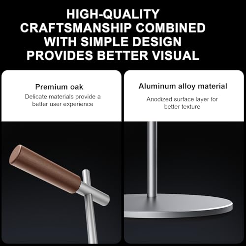 Oak Headphone Stand, Wood Headset Stand for Desk, Universal Holder for Airpods max, Bose, Beats, Gaming, Apple Vision Pro, VR Display Stand (Silver) - color: Silver