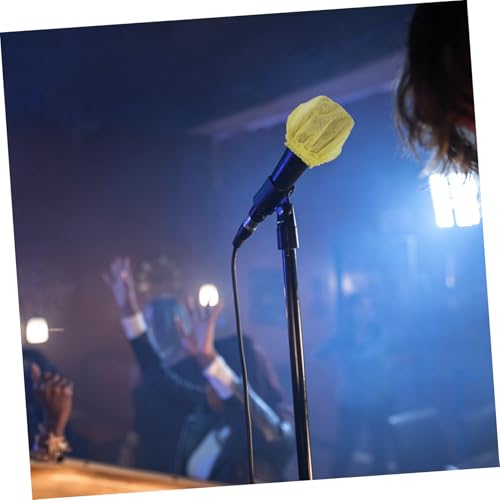 Ipetboom 200 Pcs Disposable Yellow Non-woven Microphone Blowout Covers, Saliva Protective Mic Accessories for Ktv Singing and Handheld Microphones