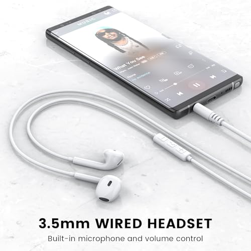 MOSWAG Wired Earbuds with Microphone, 3.5mm Jack in Ear Headphones with Microphone Suitable for Smartphones, Computers, Laptops, IPads, MP3 Players, Etc - color: White, size: 3 pack