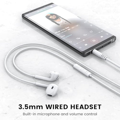 MOSWAG Wired Earbuds with Microphone, 3.5mm Jack in Ear Headphones with Microphone Suitable for Smartphones, Computers, Laptops, IPads, MP3 Players, Etc - color: White, size: 3 pack