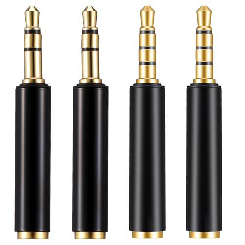 4 Pack 3.5mm TRS to TRRS Adapter, Microphone Audio Converter TRRS to TRS Adapter for Cameras Computer