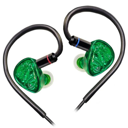 TANGZU Wan'er S.G II Jage Dragon Gaming IEM Earphones, 10mm PET Single Dynamic Driver in Ear Monitor Headphones with Mic for Studio Gaming, Flat Detachable 2-Pin Cable (Green, 3.5mm with Mic) - size: 3.5mm with Mic