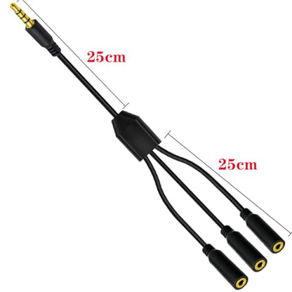 3.5mm Headphone Y Splitter Audio Cable (50cm) | 4Poles 1 to 3 Way 3.5mm (1/8") TRRS AUX Stereo Jack 1 Male to 3 Female Adapter Cord for Earphone,Headset,Laptop,Phone(3 Way) - style: 3 Way