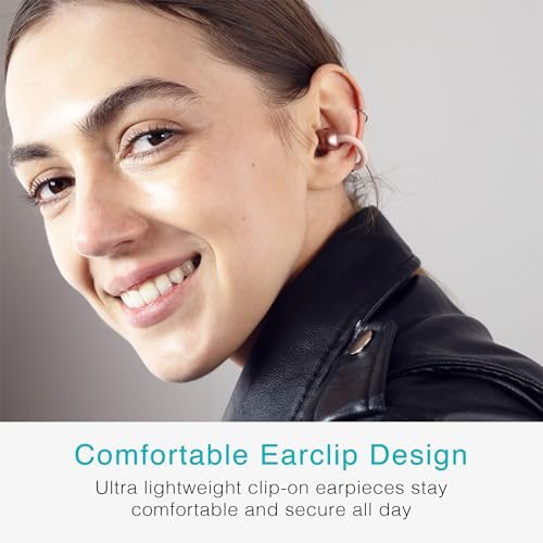 MEE audio Pebbles Air Open Ear True Wireless Earbuds - Bluetooth 5.3 Lightweight Earclip Headphones with Headset Microphone & Call Noise Reduction for Gym/Workouts/Sports and Gaming (Rose Gold/Pink) - color: Rose Gold