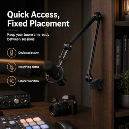 SplashNColor Wall Mount Bracket Compatible with Rode PSA1 Studio Boom Arm – Secure Screw-On Base | Fixed Mic Arm Station | Flat Surface Workstation Adapter