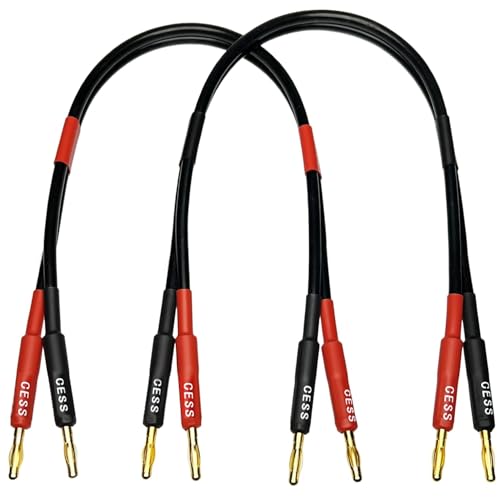 CNCESS CESS-037-2f Banana Plug Male to Male Speaker Cable 12 Gauge 680 Strand Count Silicone Soft Wire, 2 Cables (2 FEET) - size: 2 FEET
