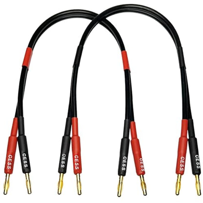 CNCESS CESS-037-2f Banana Plug Male to Male Speaker Cable 12 Gauge 680 Strand Count Silicone Soft Wire, 2 Cables (2 FEET) - size: 2 FEET