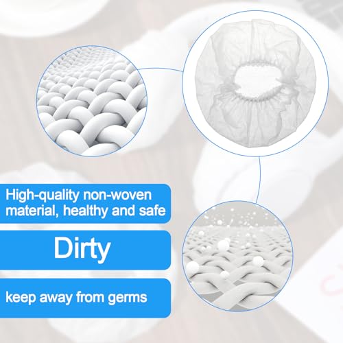 100 Pieces Disposable Headphone Covers 100 Pcs Plastic Barrier For Headphones Non-Woven Hygiene Covers For Ears, Stretch Earphone Earcup Protector Sanitary Earpad Cover For Gyms Offices More Ear White