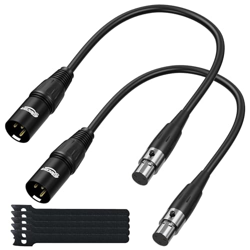 3 Pin XLR Male to Mini XLR Female (TA3F) Microphone Cable Adapter 1 Ft/2 Pack for Blackmagic Pocket Cinema Camera BMPCC Video Assist 4K Sharp 8K & C70, Pro Lapel Audio Replacement Cable - size: 1 FT, style: Female Mini XLR to Male XLR