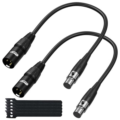 3 Pin XLR Male to Mini XLR Female (TA3F) Microphone Cable Adapter 1 Ft/2 Pack for Blackmagic Pocket Cinema Camera BMPCC Video Assist 4K Sharp 8K & C70, Pro Lapel Audio Replacement Cable - size: 1 FT, style: Female Mini XLR to Male XLR
