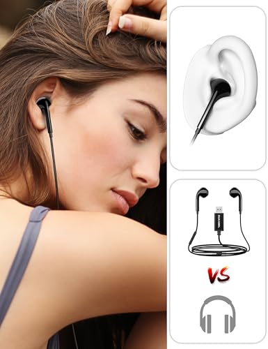 DUKABEL USB Wired Earbuds, PC Headphone with Mic for PC/ PS4/ PS5-6Feet | Mic built-in, In-ear Earphone, Volume Control, Mute Function Supported, for Office Live Broadcast Gaming
