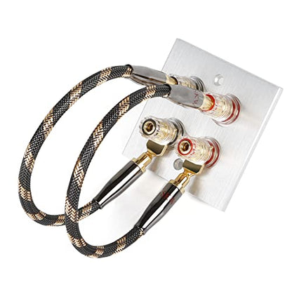SKW HI-FI Speaker BiWire Jumpers Banana to Spade, Set of 2 (2 Cables) | 14AWG, Ultra-high Purity Copper, convertible plugs, dual-shielded, braided jacket, bi-wire speaker binding post bridge