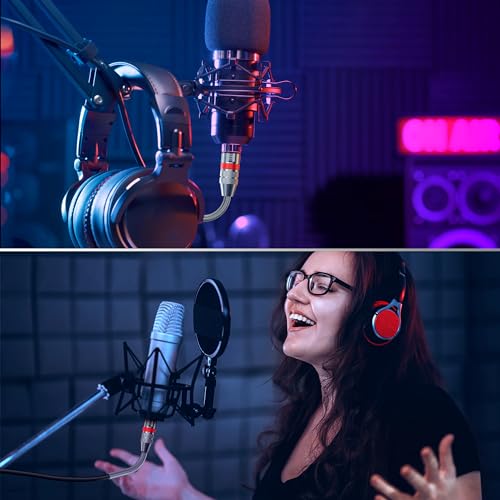 XLR Cables 50FT/16M 2 Packs, Premium Heavy Duty Balanced Microphone Cable with 3-Pin XLR Male to Female Microphone Cord Connector Compatible with Microphones,Mixer,Speaker Systems,Preamps and More - size: 50FT