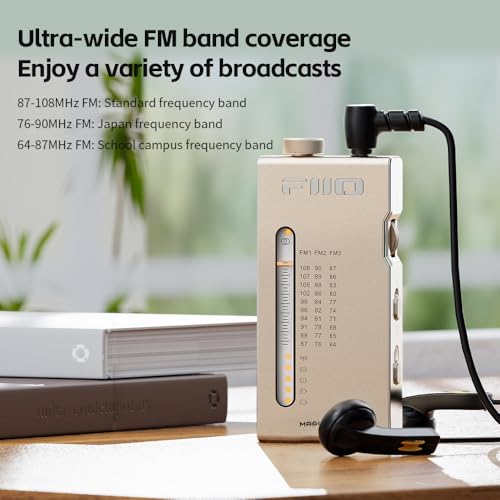 FiiO RR11 Portable HiFi FM Stereo Radio Receiver with Analog PVR Tuning, BASS+3D Sound Effects, 64MHz-108MHz (Black, Hi-Res Audio Certified) - color: Black