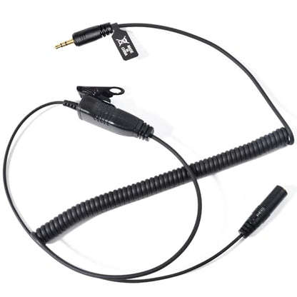 HYS RX380 RX180 RX680 3.5mm Audio Jack to 2.5mm 1-Pin Earpiece Adapter for Cobra Microtalk Radios CXT195/CX112/CXT545 with Inline PTT Switch and Extension Cord